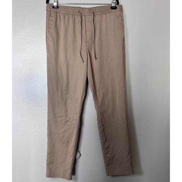 H&M Comfort Loose Fit Pants Men’s Beige Khaki Trousers Elastic Waist Size L - Picture 1 of 9